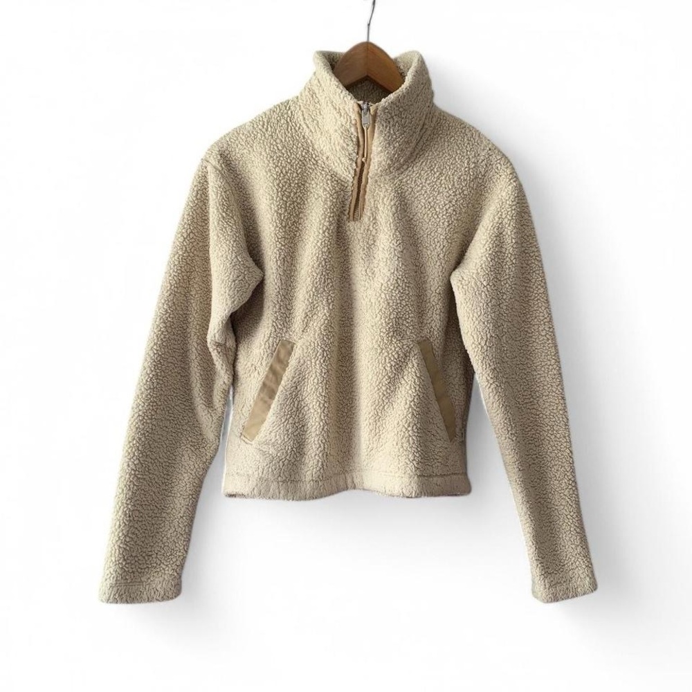 The North Face Ivory Cream Pullover Sherpa Fleece Sweater Size XS Cottagecore